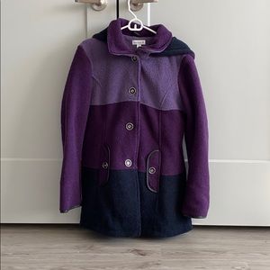 Susan Graver Purple Colorblock Fleece Coat